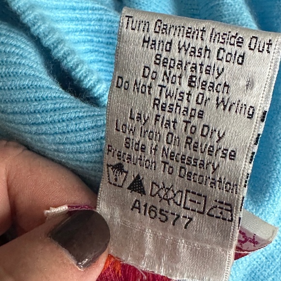 Quacker Factory Sowman Acrylic Sweater Blue Plus Women's 1X Winter Wonderland - Picture 6 of 6